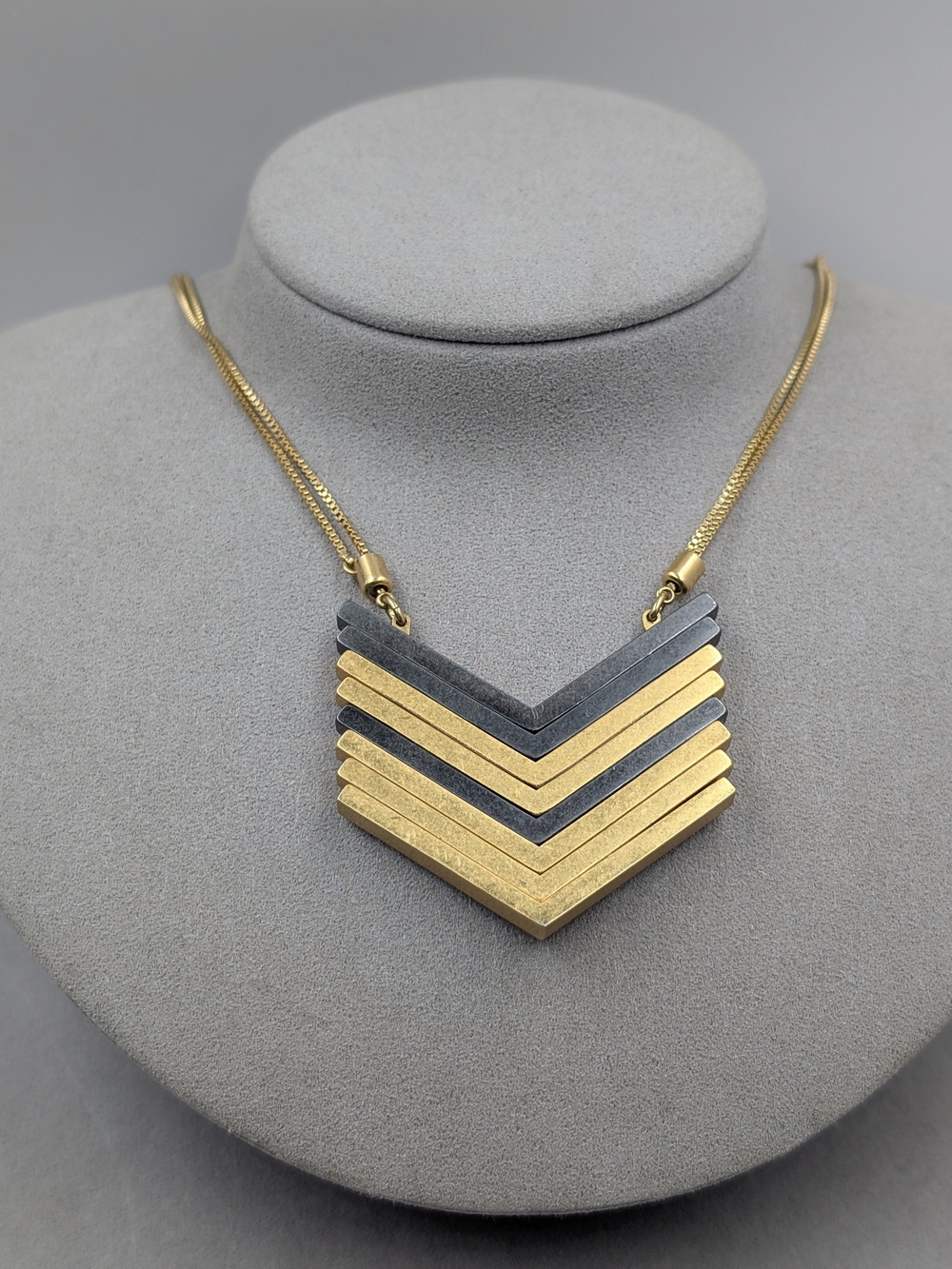 Madewell Arrowstack Necklace Mixed Metal Chevron Statement Pendant | 0050